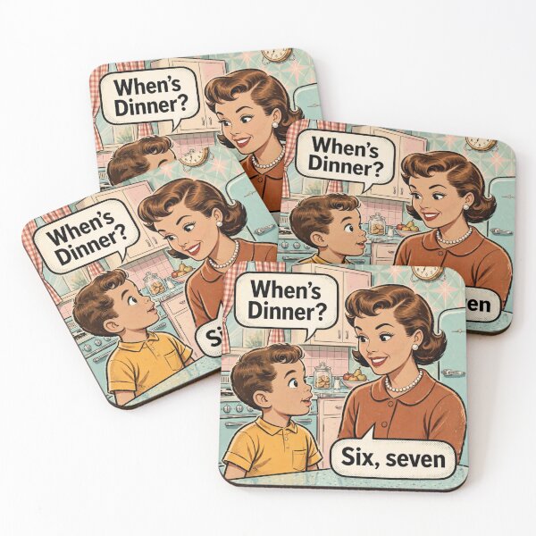 Item preview, Retro When's Dinner Six Seven Funny 1950s Housewife Gen Alpha Meme Shirt designed and sold by ICANTWithoutCOFFEE.