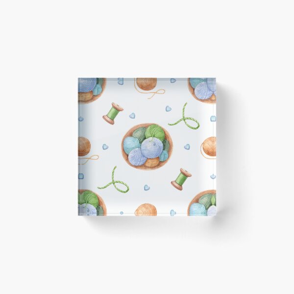 Item preview, Knitting Watercolor Seamless Pattern  Yarn Basket, Socks & Knitting Supplies designed and sold by White Rabbit Design .