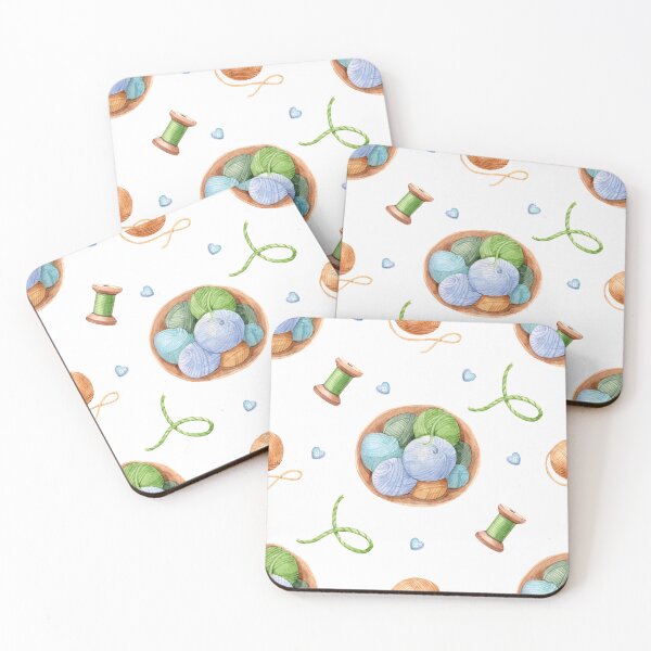 Item preview, Knitting Watercolor Seamless Pattern  Yarn Basket, Socks & Knitting Supplies designed and sold by White Rabbit Design .