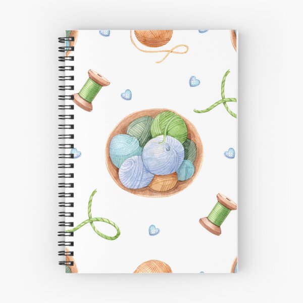 Item preview, Knitting Watercolor Seamless Pattern  Yarn Basket, Socks & Knitting Supplies designed and sold by White Rabbit Design .