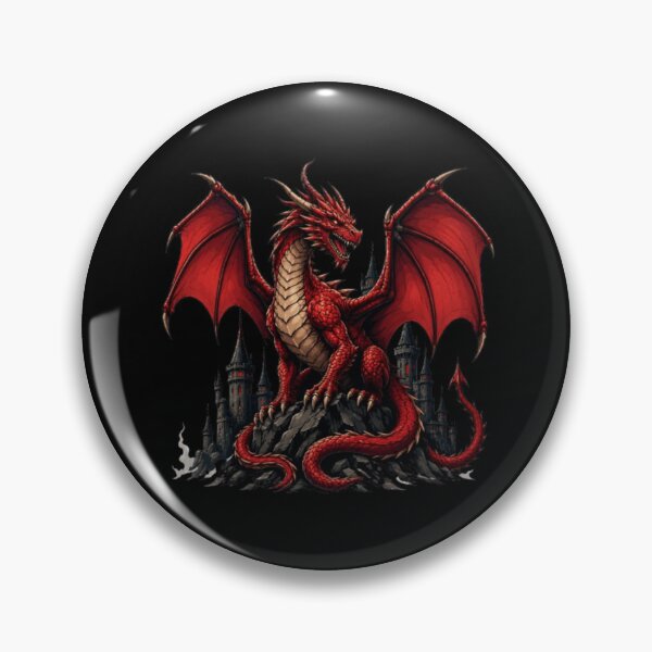 Item preview, Crimson Fire Dragon Design | Epic Red Dragon Fantasy Art | Medieval Castle Dragon designed and sold by Designs-2-The-T.
