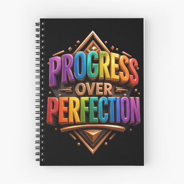 Item preview, Progress Over Perfection Rainbow Motivation Typography designed and sold by MAJCO-ART.