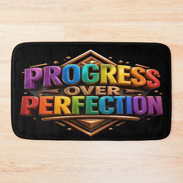 Item preview, Progress Over Perfection Rainbow Motivation Typography designed and sold by MAJCO-ART.