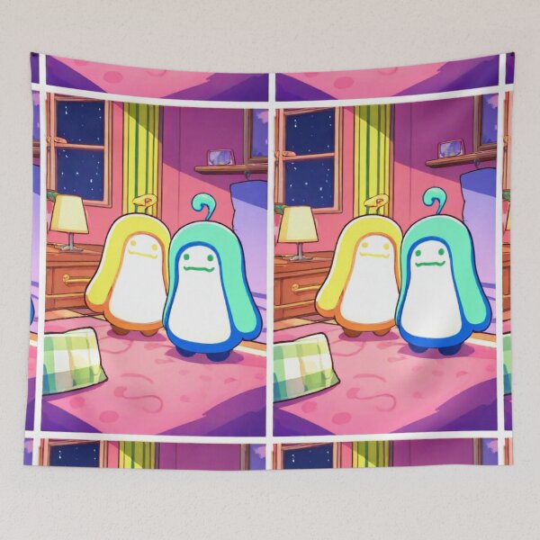 Item preview, Illustration - Kawaii Creatures in a Bedroom, Soft Starry Universe designed and sold by Zone--Gaming.