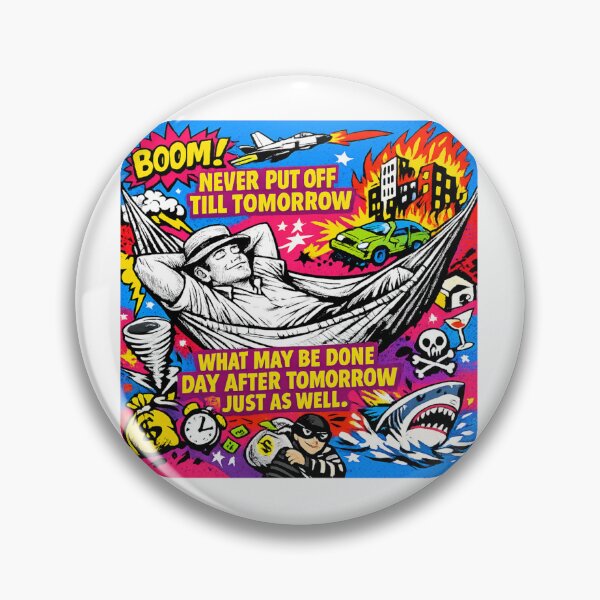 Item preview, Funny Mark Twain Inspired Quote Art – "Never put off till tomorrow what may be done day after tomorrow just as well."  | Hammock Chaos Pop Art Quote designed and sold by Donsean22.