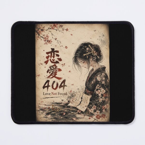 Item preview, Love Not Found Japanese Romance Art (恋愛404) - Dark Kimono Heartbreak Design designed and sold by Japan-kanji-ya.
