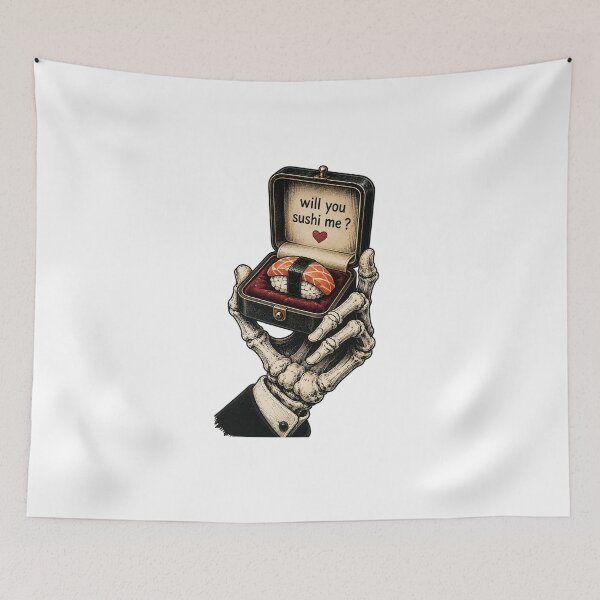 Item preview, Will You Sushi Me? Skeleton Sushi Proposal Funny Halloween Pun Gift designed and sold by HectorStore11.