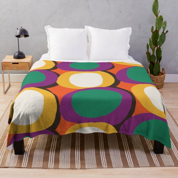 Item preview, Colorful Retro Pop Circles in Orange, Mustard Yellow, Purple and Green designed and sold by Deutschic.