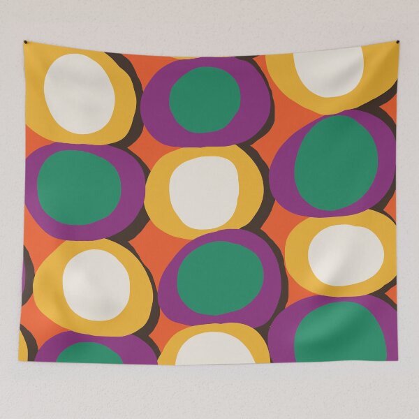 Item preview, Colorful Retro Pop Circles in Orange, Mustard Yellow, Purple and Green designed and sold by Deutschic.