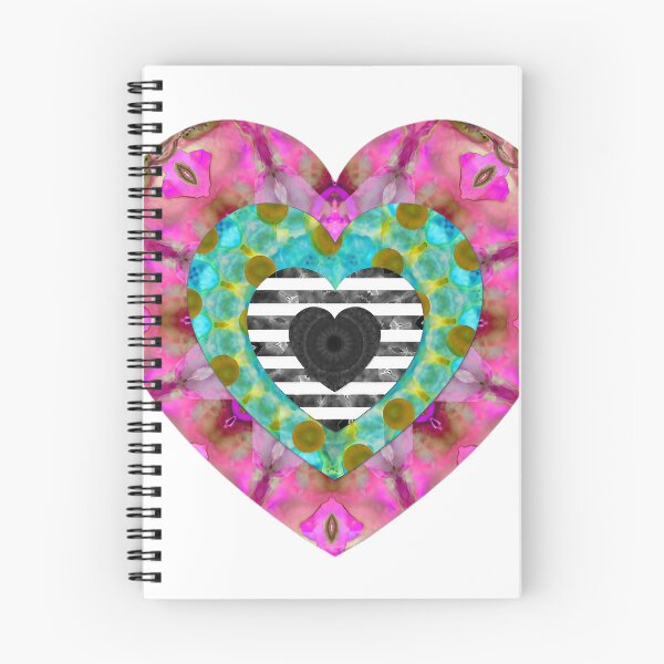 Item preview, Pink and Blue Nested Heart with Striped Center and Floral Patterns designed and sold by Vibrantiz-Flora.
