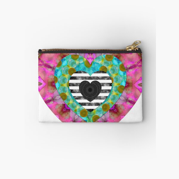 Item preview, Pink and Blue Nested Heart with Striped Center and Floral Patterns designed and sold by Vibrantiz-Flora.