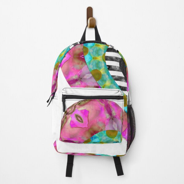 Item preview, Pink and Blue Nested Heart with Striped Center and Floral Patterns designed and sold by Vibrantiz-Flora.