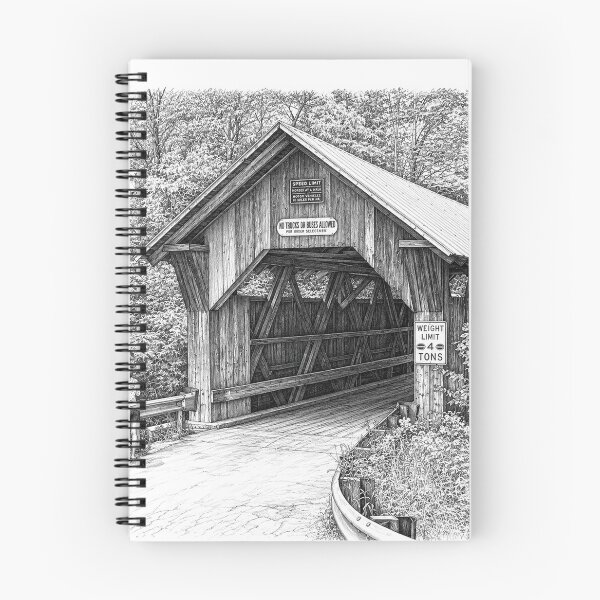 Item preview, Graphene sketch of Emily's Covered Bridge designed and sold by gotucoveredart.