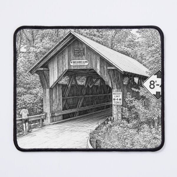 Item preview, Graphene sketch of Emily's Covered Bridge designed and sold by gotucoveredart.
