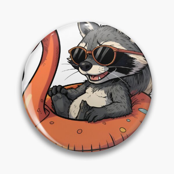 Item preview, Cool Raccoon With Sunglasses Chilling On Flamingo Floatie designed and sold by BabiesNanimals.