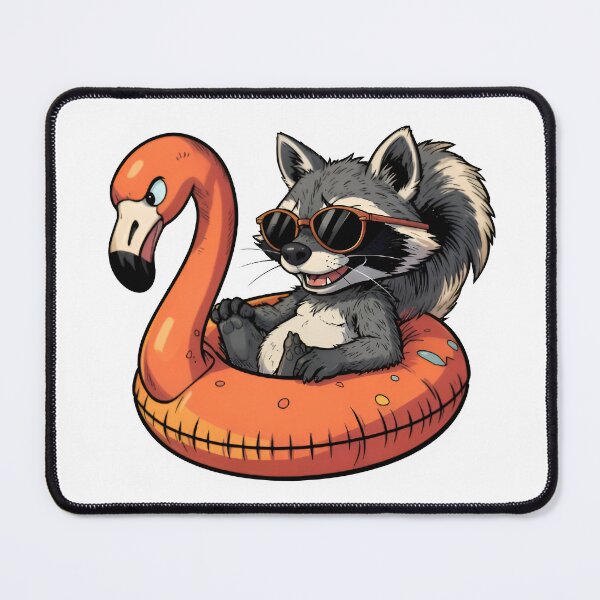 Item preview, Cool Raccoon With Sunglasses Chilling On Flamingo Floatie designed and sold by BabiesNanimals.