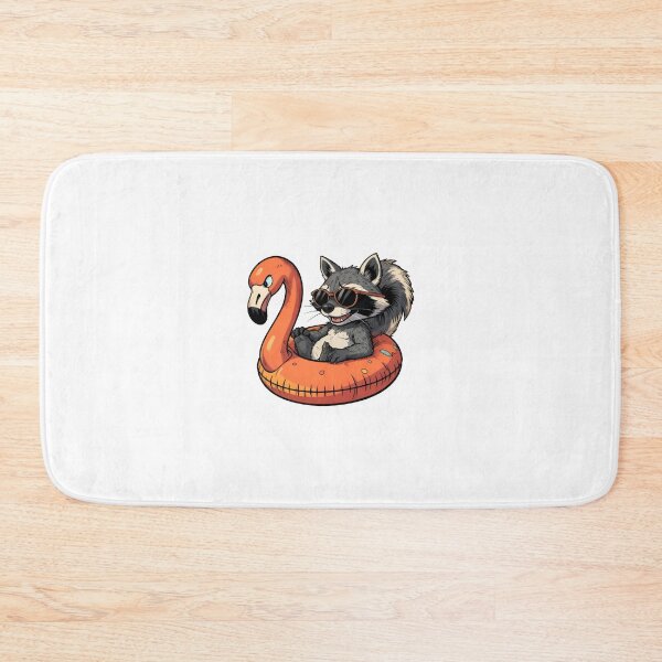 Item preview, Cool Raccoon With Sunglasses Chilling On Flamingo Floatie designed and sold by BabiesNanimals.
