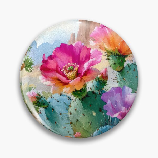 Item preview, Blooming Cactus Watercolor | Southwestern Desert Landscape designed and sold by MargaretWiktor.