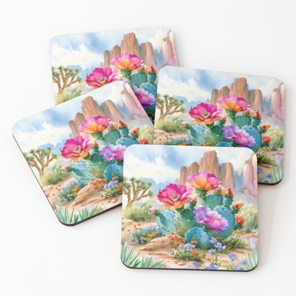 Item preview, Blooming Cactus Watercolor | Southwestern Desert Landscape designed and sold by MargaretWiktor.