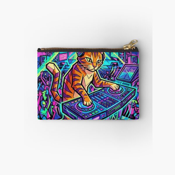 Item preview, Geometric Tabby Cat DJ At Neon Music Festival designed and sold by HAPPY HARBOR DESIGN .