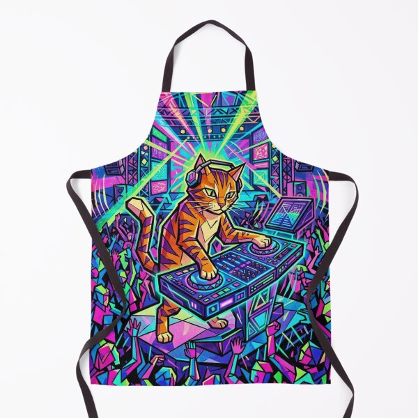Item preview, Geometric Tabby Cat DJ At Neon Music Festival designed and sold by HAPPY HARBOR DESIGN .