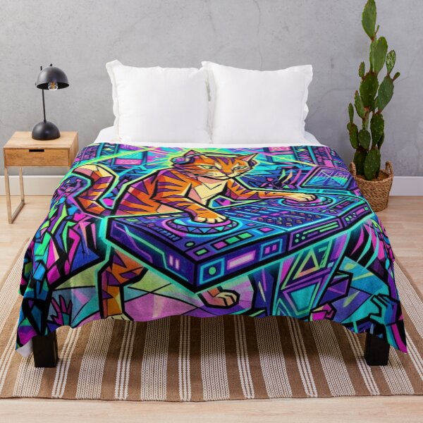 Item preview, Geometric Tabby Cat DJ At Neon Music Festival designed and sold by HAPPY HARBOR DESIGN .