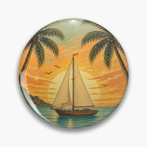 Item preview, Summer Vibes – Paradise Found | Vintage Tropical Beach Sailboat Sunset Design designed and sold by puzzell.