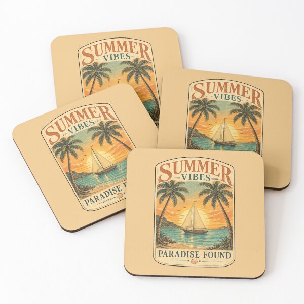 Item preview, Summer Vibes – Paradise Found | Vintage Tropical Beach Sailboat Sunset Design designed and sold by puzzell.