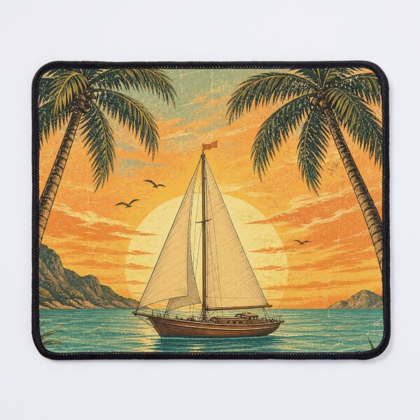 Item preview, Summer Vibes – Paradise Found | Vintage Tropical Beach Sailboat Sunset Design designed and sold by puzzell.