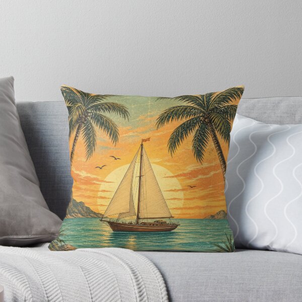 Item preview, Summer Vibes – Paradise Found | Vintage Tropical Beach Sailboat Sunset Design designed and sold by puzzell.