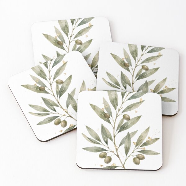 Item preview, Olive Branch Canvas Wall Art | Gold Foil Mediterranean | Sage Green Kitchen Decor designed and sold by Donartpictures.