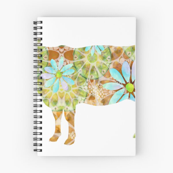 Item preview, Cow Silhouette Filled with Light Blue Daisies and Geometric Patterns designed and sold by Vibrantiz-Flora.