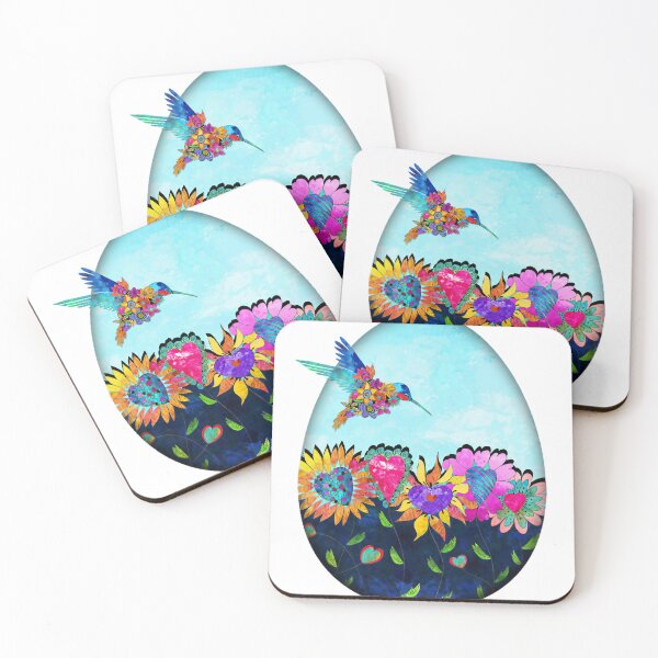 Item preview, Egg Shape with Hummingbird and Heart-Centered Flowers designed and sold by Vibrantiz-Flora.
