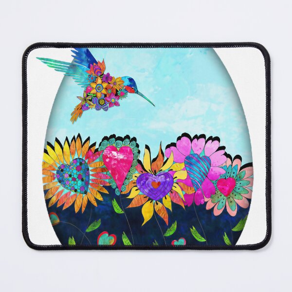 Item preview, Egg Shape with Hummingbird and Heart-Centered Flowers designed and sold by Vibrantiz-Flora.