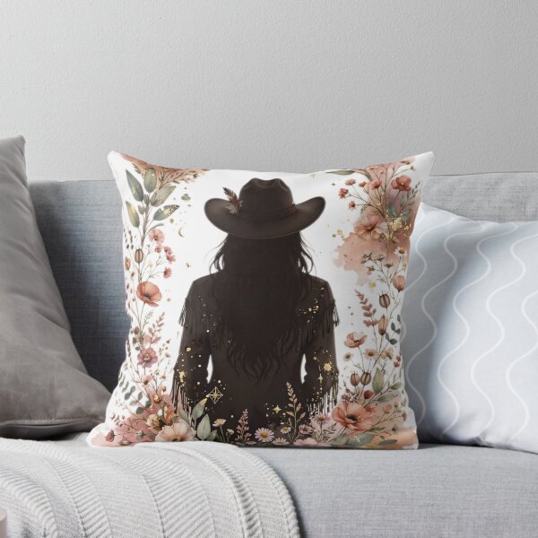 Item preview, Cowgirl Silhouette Canvas Wall Art | Western Boho Wildflower | Gold Terracotta Decor designed and sold by Donartpictures.