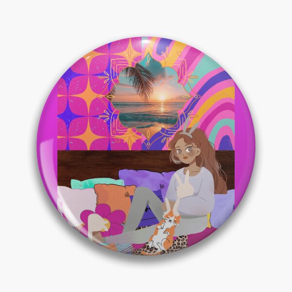 Item preview, Groovy Bunny Girl and Cat Hangout  designed and sold by artbyomega.