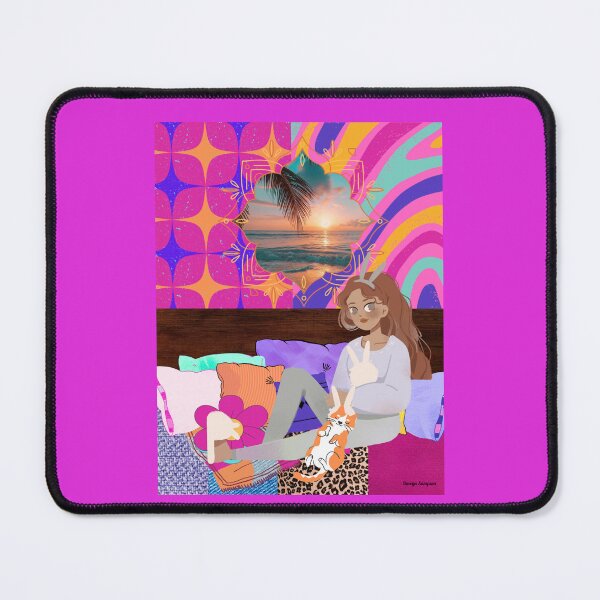 Item preview, Groovy Bunny Girl and Cat Hangout designed and sold by artbyomega.