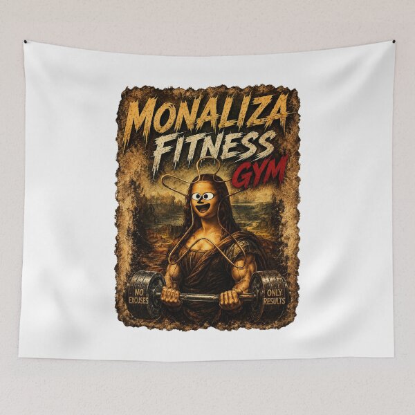 Item preview, Monaliza Fitness Gym Buff Mona Lisa Funny Workout Weightlifting T-Shirt designed and sold by Digistore1221.