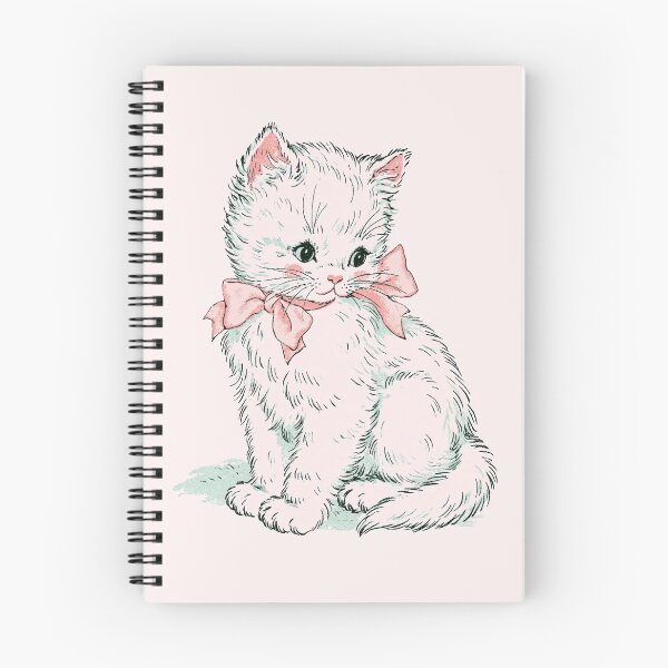 Item preview, Cute White Kitten Pink Bow Vintage Cat Design designed and sold by trajeado14.