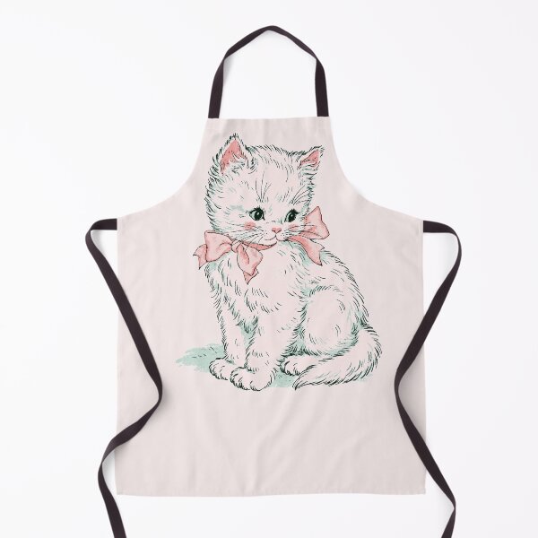 Item preview, Cute White Kitten Pink Bow Vintage Cat Design designed and sold by trajeado14.