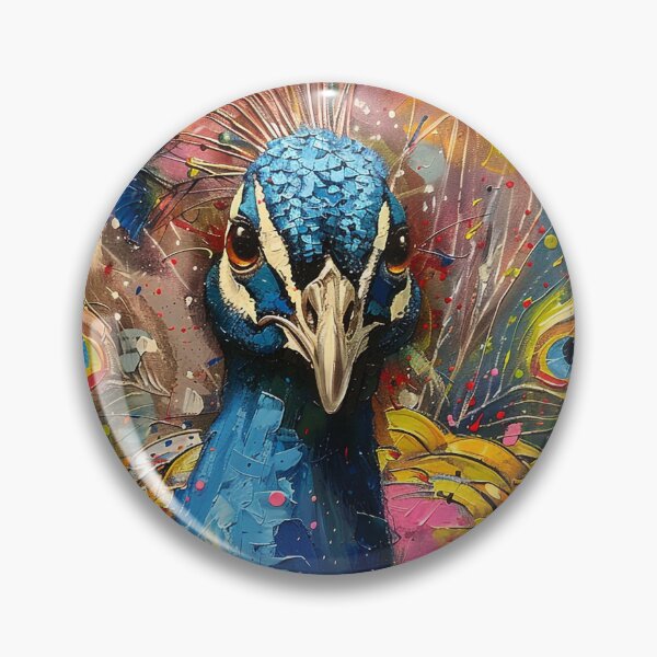 Item preview, Vibrant Majesty: Textured Palette Knife Peacock Painting designed and sold by Pierce Millington Gallery.