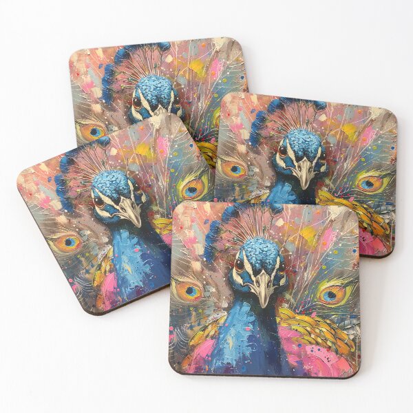 Item preview, Vibrant Majesty: Textured Palette Knife Peacock Painting designed and sold by Pierce Millington Gallery.