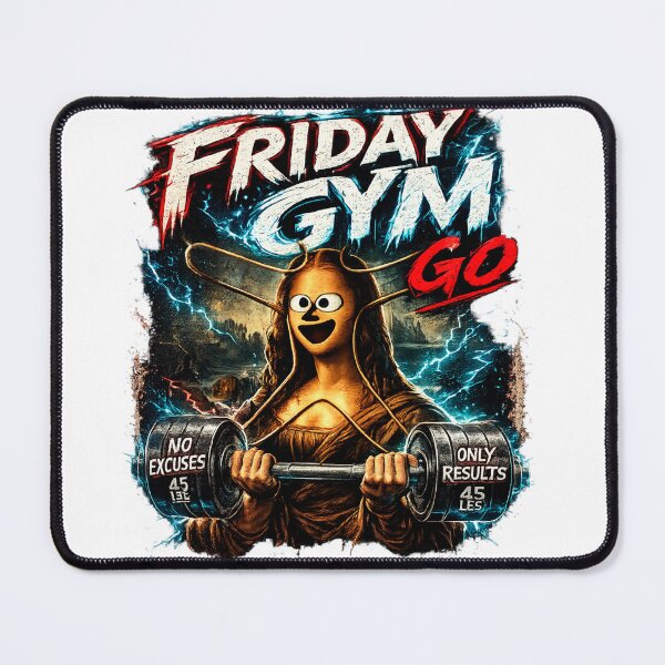 Item preview, Friday Gym Go Muscular Mona Lisa Funny Weightlifting T-Shirt designed and sold by Digistore1221.