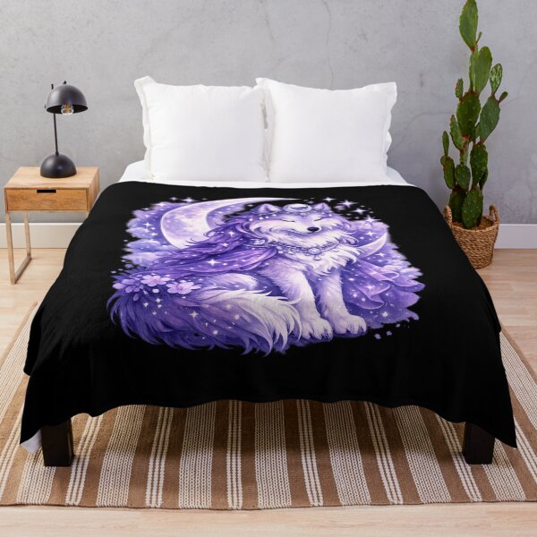 Item preview, Moon Princess Wolf – Celestial Fantasy Wolf with Crescent Moon & Purple designed and sold by Moonlight Studio.