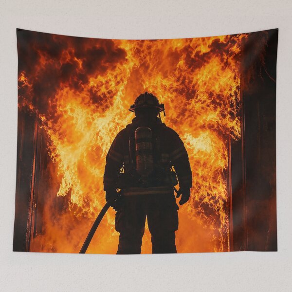 Item preview, Firefighter and the Wall of Flame designed and sold by nikkolaus.