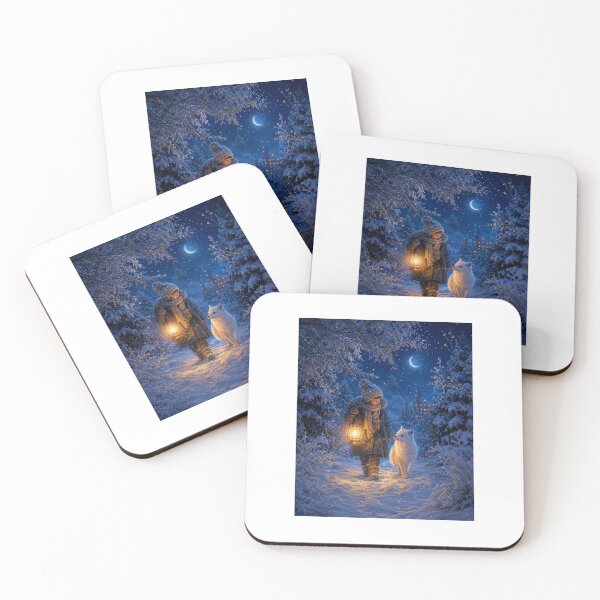 Item preview, Snow Fox and the Lantern Child Winter Fantasy Art designed and sold by TaiwoDesigns.