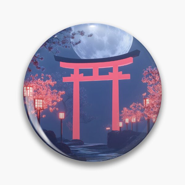 Item preview, Japanese torii moon sakura lantern garden reflection shrine designed and sold by mildaclairmo.