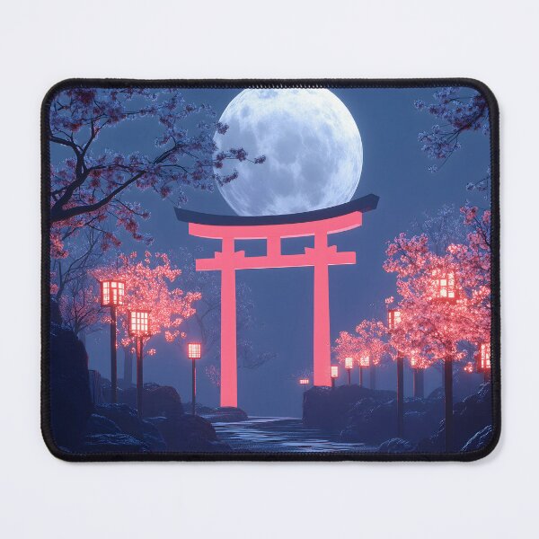 Item preview, Japanese torii moon sakura lantern garden reflection shrine designed and sold by mildaclairmo.