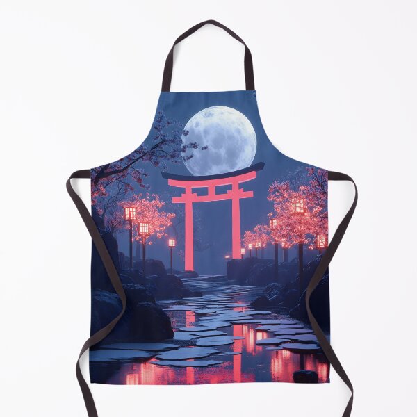 Item preview, Japanese torii moon sakura lantern garden reflection shrine designed and sold by mildaclairmo.