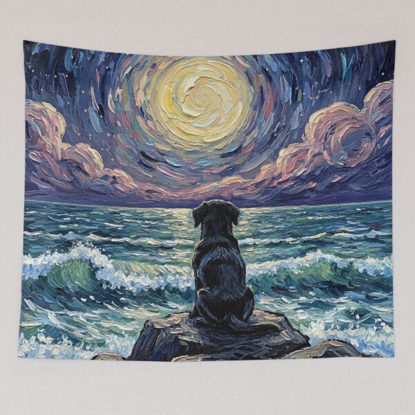Item preview, Beach Night – Black Labrador Puppy designed and sold by AjaTrier.